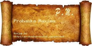 Prohaska Maxima névjegykártya
